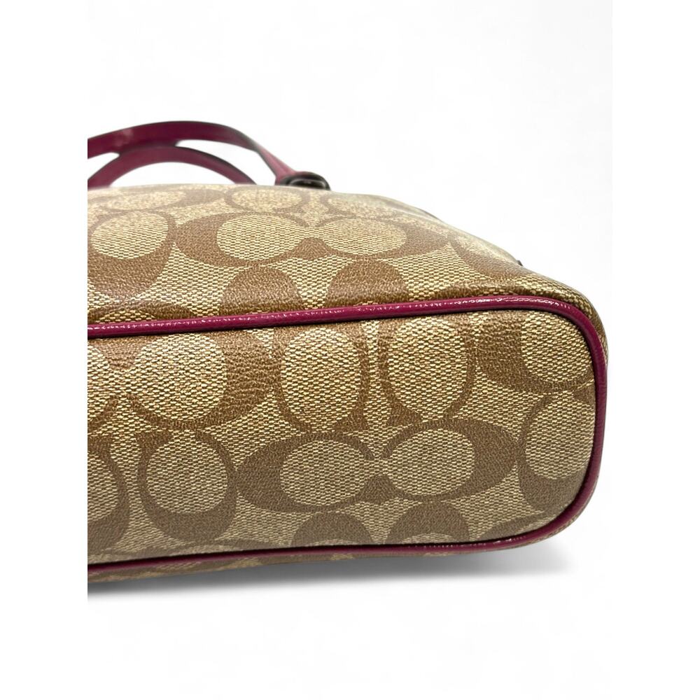 Coach Signature Dome Satchel with Magenta Patent Leather Trim - Picture 14 of 16